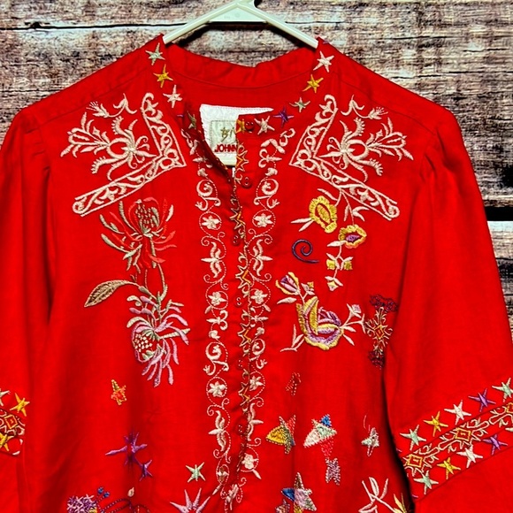 Johnny Was Size XS red color with multiple design - Picture 2 of 9